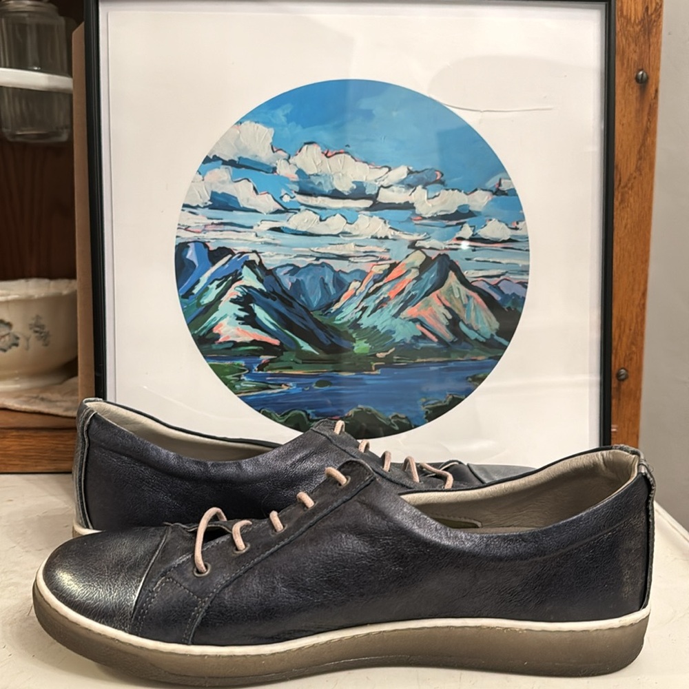 Dorking by Fluchos metallic shoes.Mint condition, leather uppers, rubber outsole